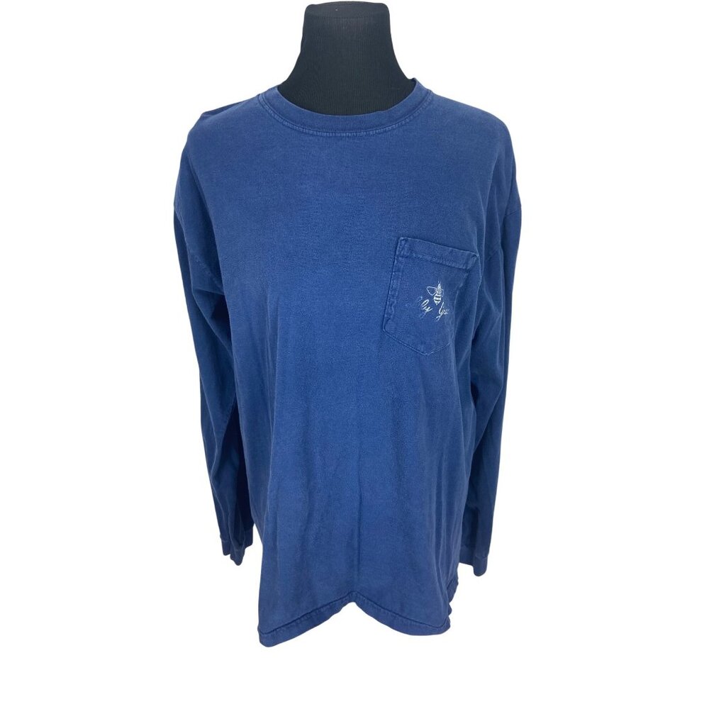 Lily‎ Grace Elephant Raised Right Navy Blue Long Sleeve Size Large